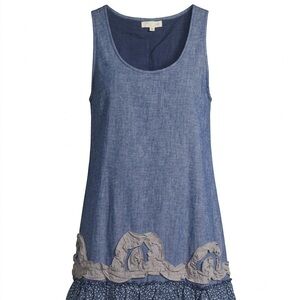 Eclectic & Airy: Boho Denim Mixed-Media Dress